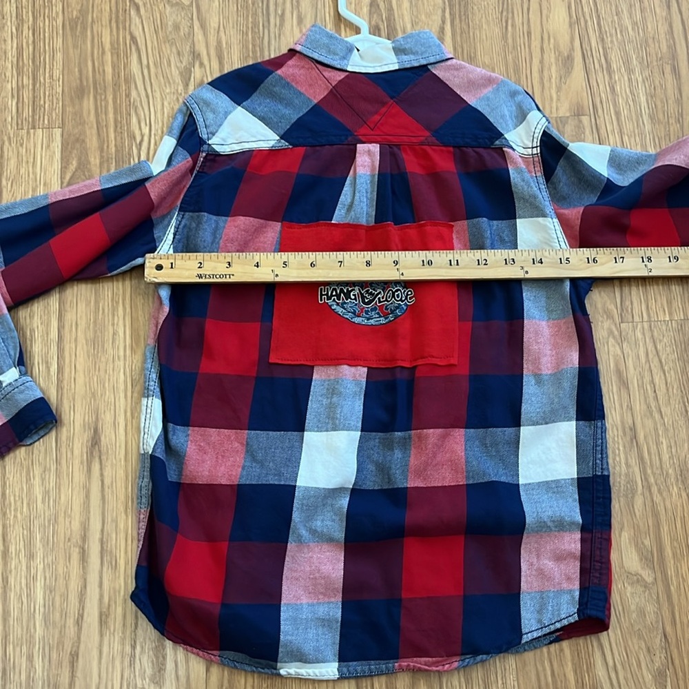 Hang Loose Huntington Newport Laguna Beach Flannel Shirt Upcycled Small - Picture 4 of 6